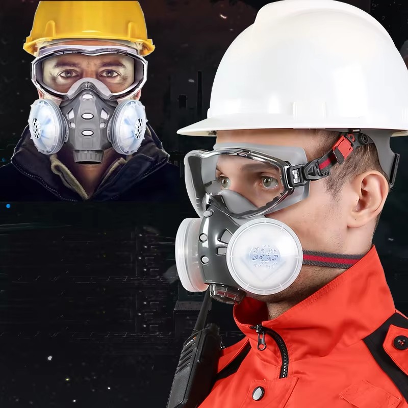 Woodworking Respirator - Respirator With Anti-Fog Safety Glasses Integral