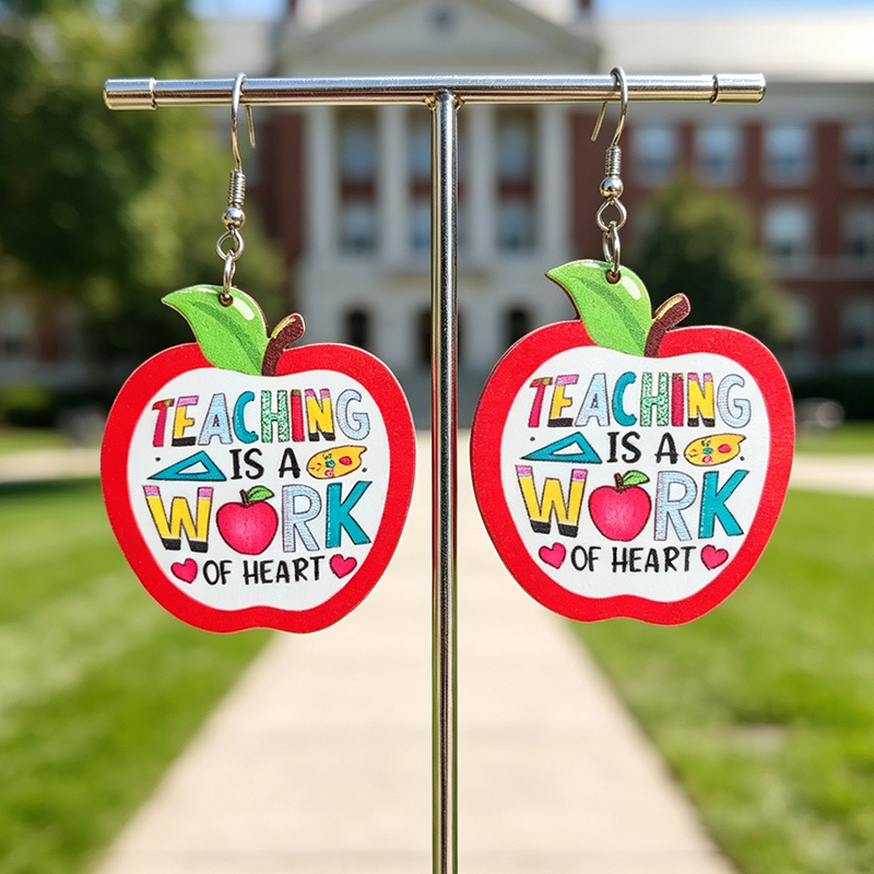 Woodworking Teacher - Cute Red Apple Teacher Quote Drop