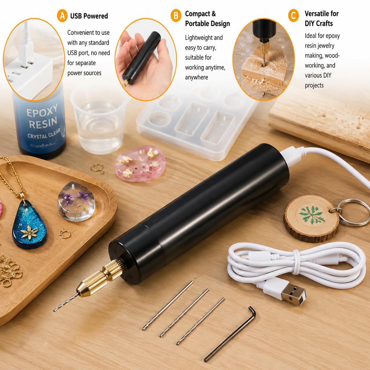 Mini Electric Drill USB Powere - Woodworking Epoxy review and price